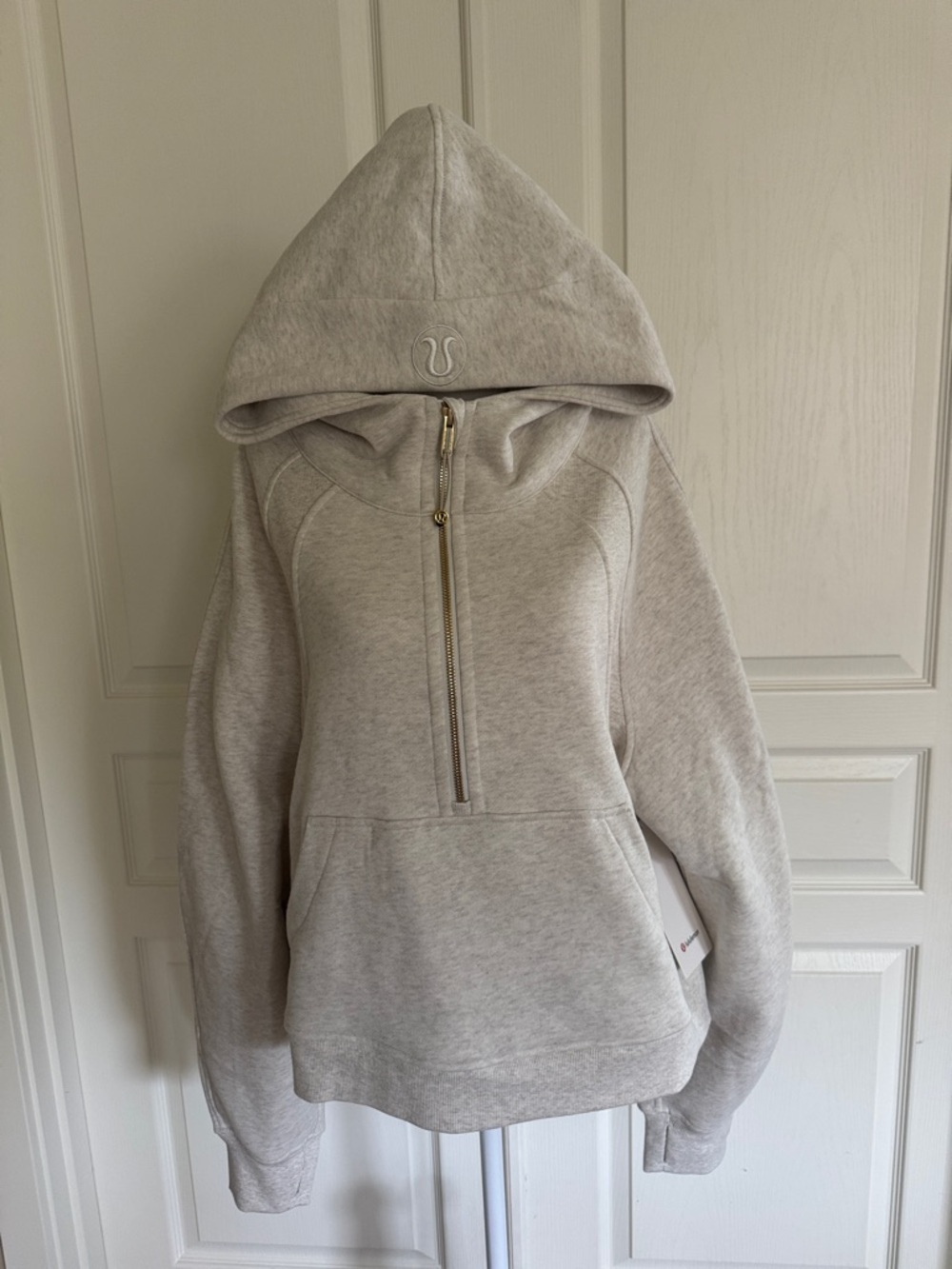 NWT. Lululemon Scuba Oversized Half-Zip Hoodie Heathered Bone/Gold Size XL/XXL